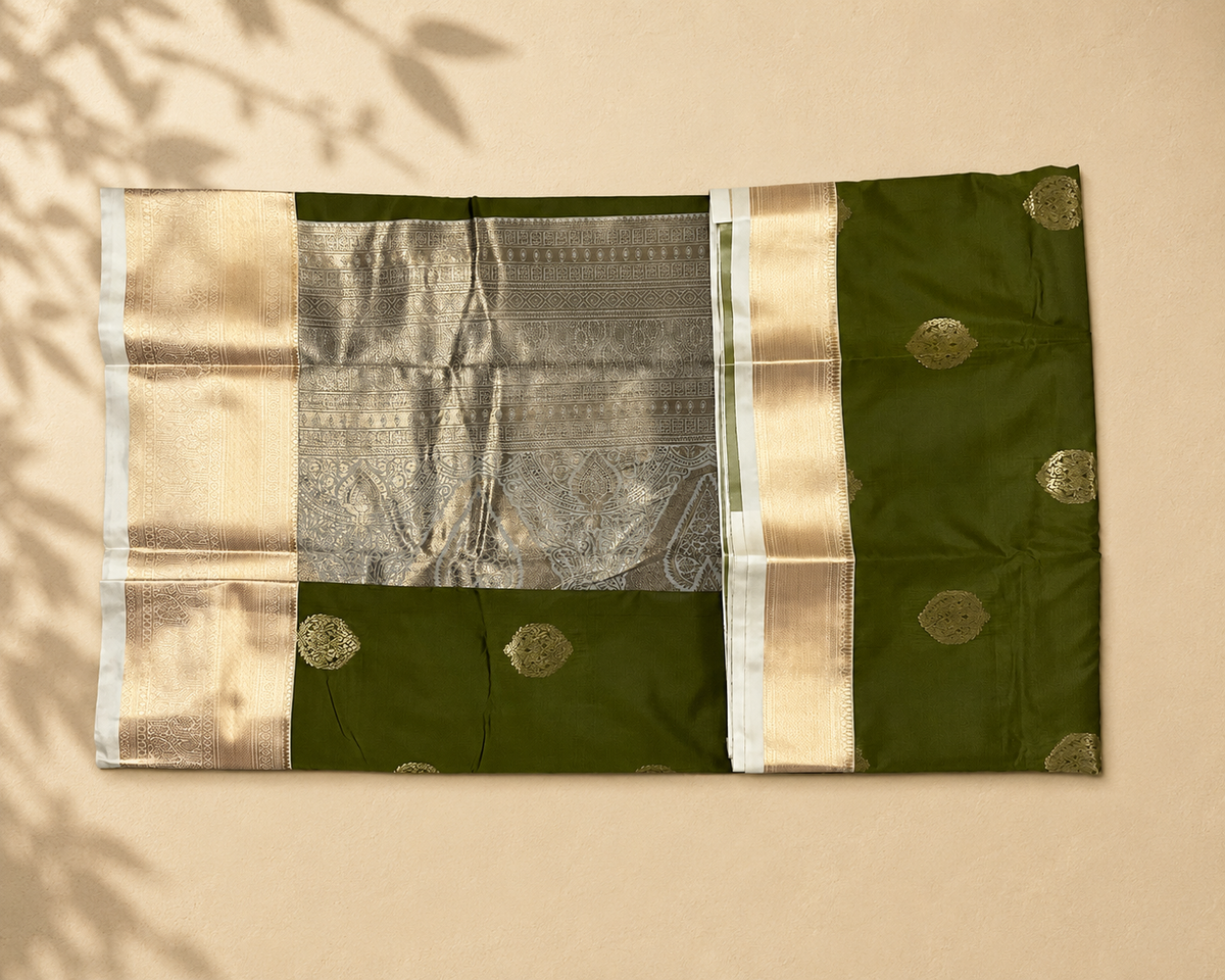 Mehandi Green Semi Kanjivaram SK001