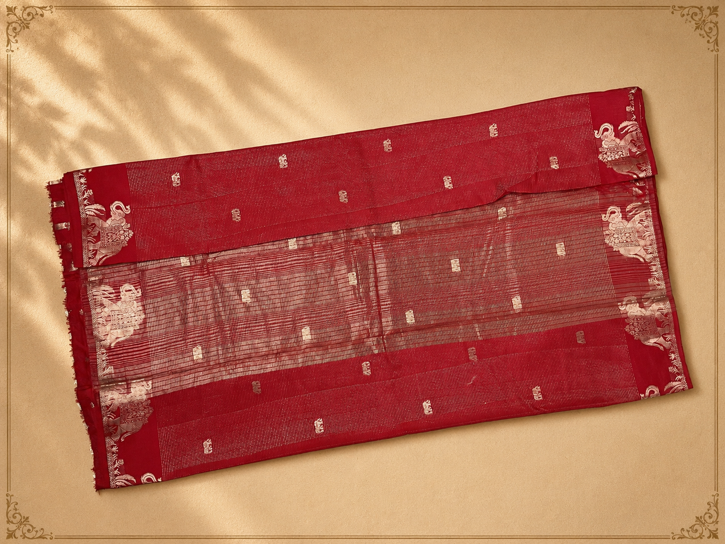 Elephant Motif Raw Silk