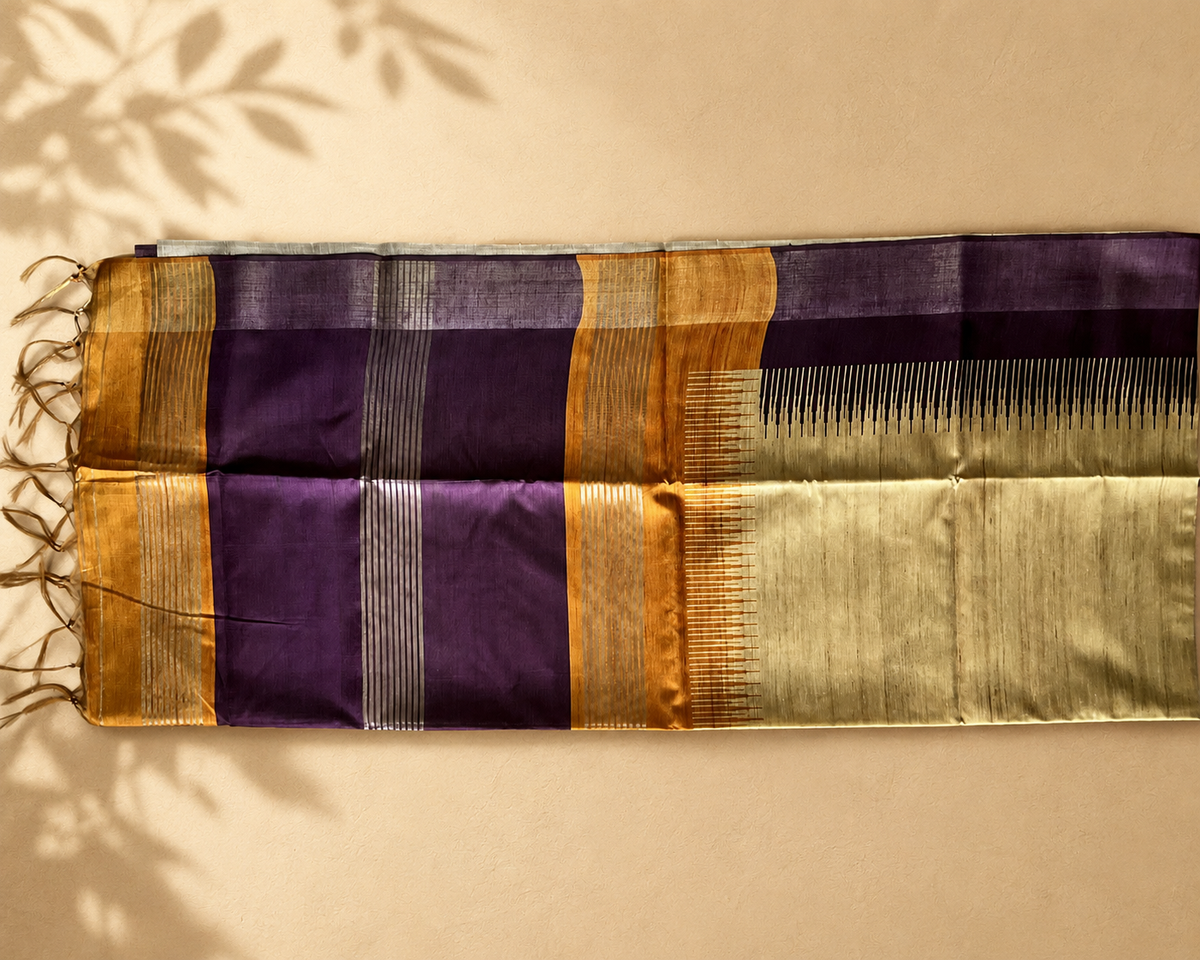Purple Gold Semi Tussar ST002