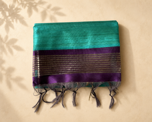 Teal Green Semi Tussar ST002
