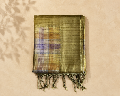 Olive Gold Semi Tussar ST001