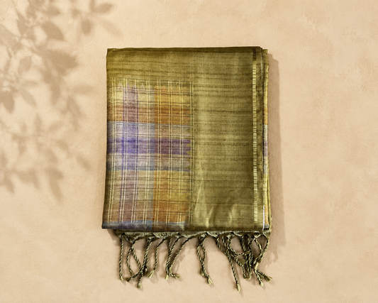 Olive Gold Semi Tussar ST001