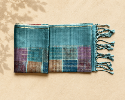Teal Blue Semi Tussar ST001