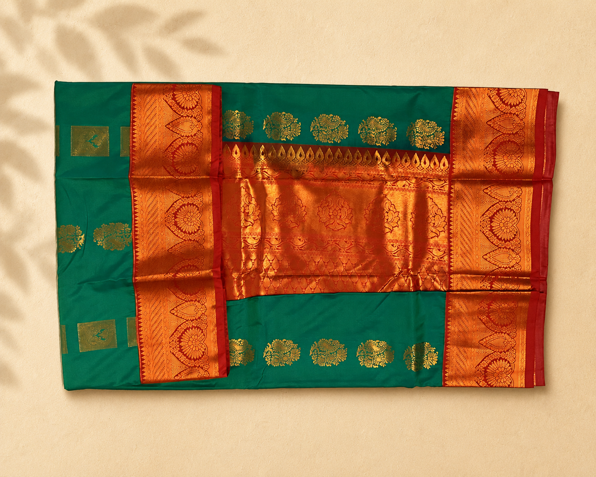 Teal-Green Semi Kanjivaram SK002