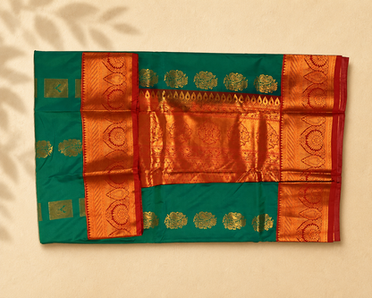 Teal-Green Semi Kanjivaram SK002