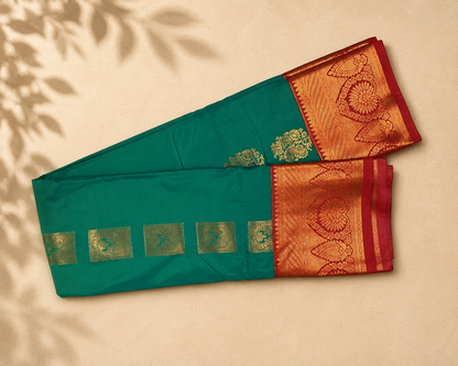 Teal-Green Semi Kanjivaram SK002