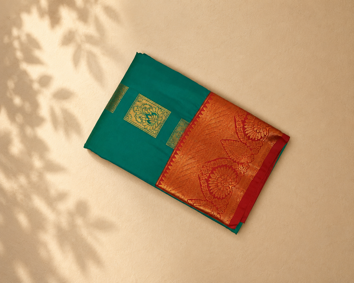 Teal-Green Semi Kanjivaram SK002