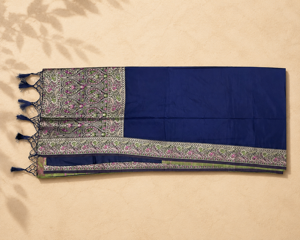 Navy Blue Floral-Paisley SS001