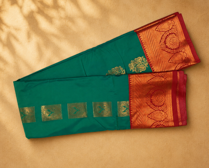 Teal-Green Semi Kanjivaram SK002