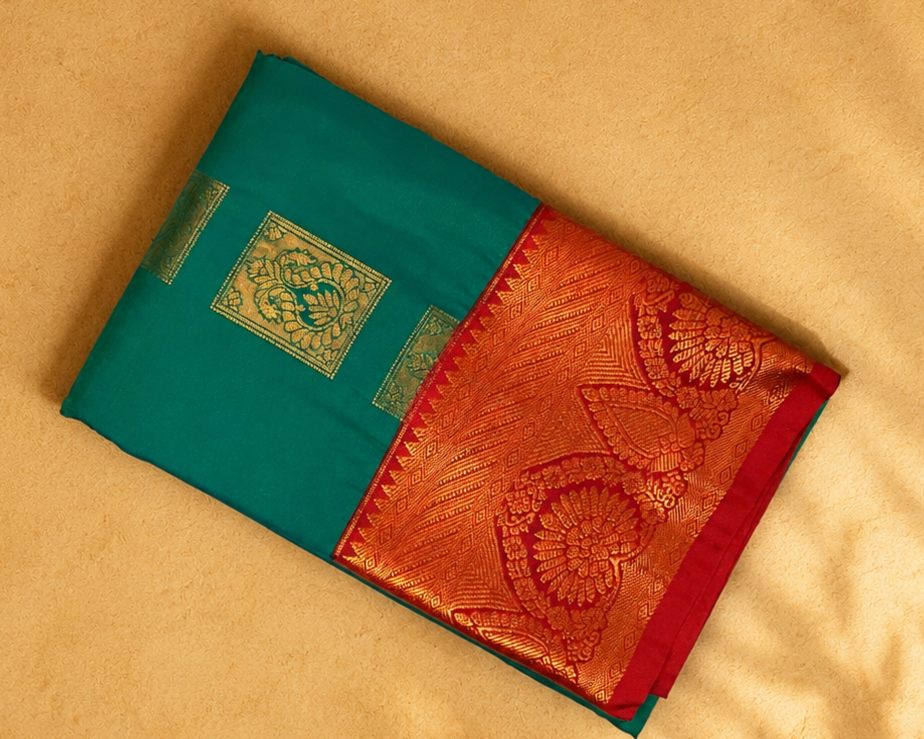 Teal-Green Semi Kanjivaram SK002