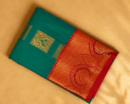 Teal-Green Semi Kanjivaram SK002
