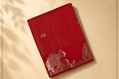 Elephant Motif Raw Silk