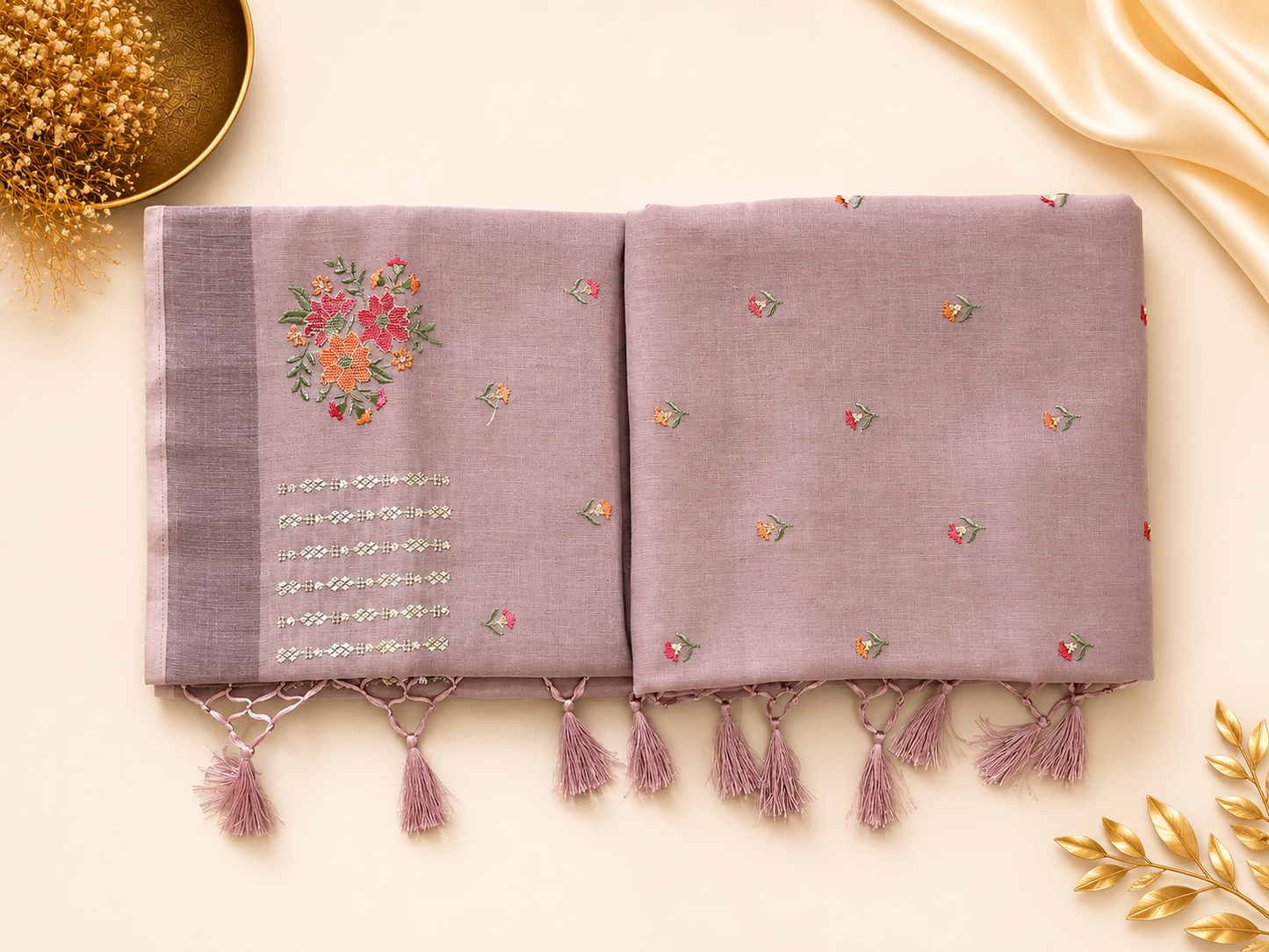Mauve Embroidered Semi