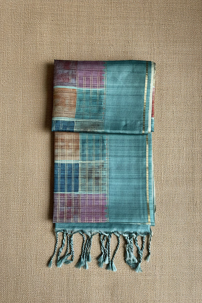 Teal Blue Semi Tussar ST001