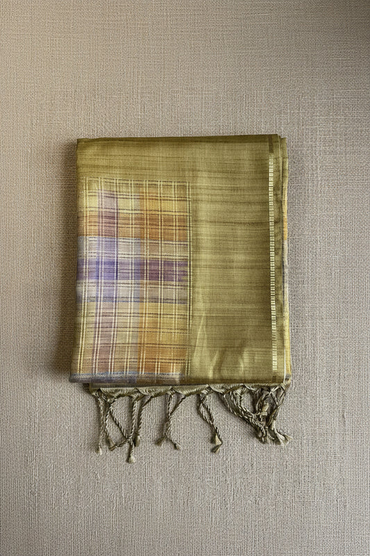 Olive Gold Semi Tussar ST001