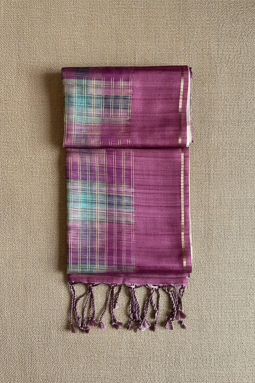 Wine Magenta Semi Tussar ST001