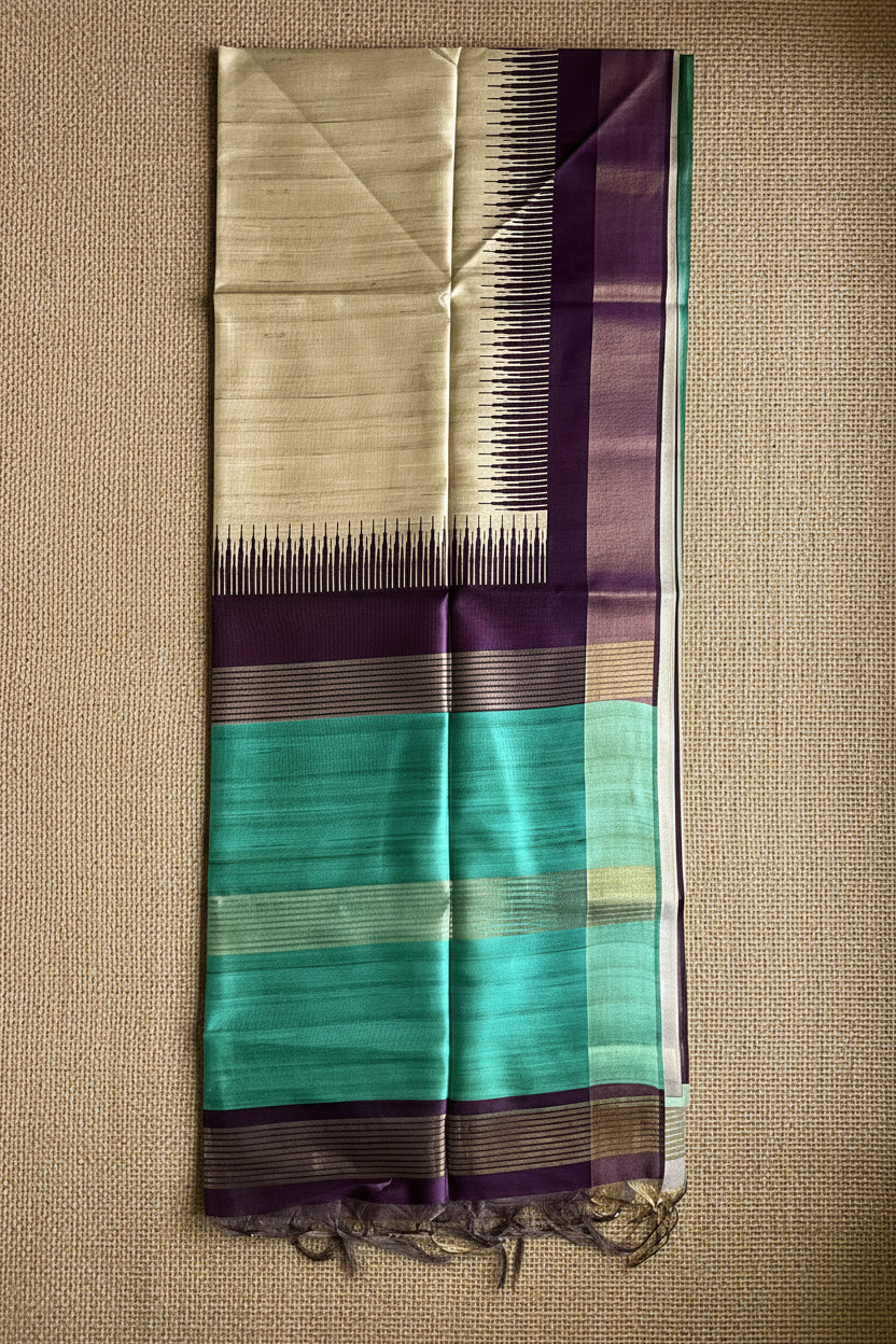 Teal Green Semi Tussar ST002