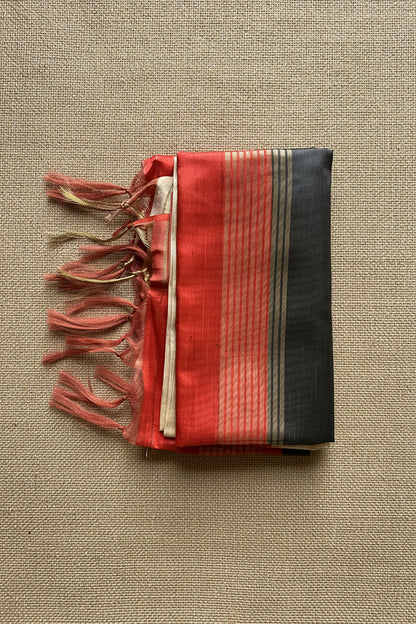 Red Black Semi Tussar ST002