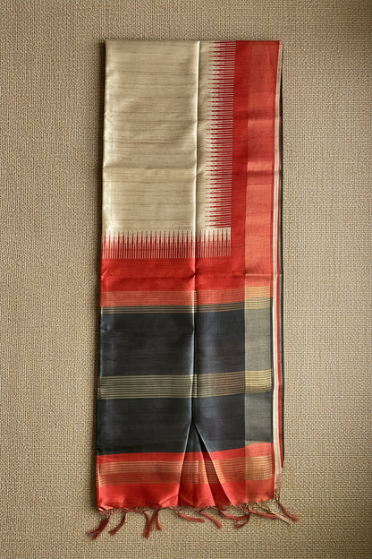 Red Black Semi Tussar ST002