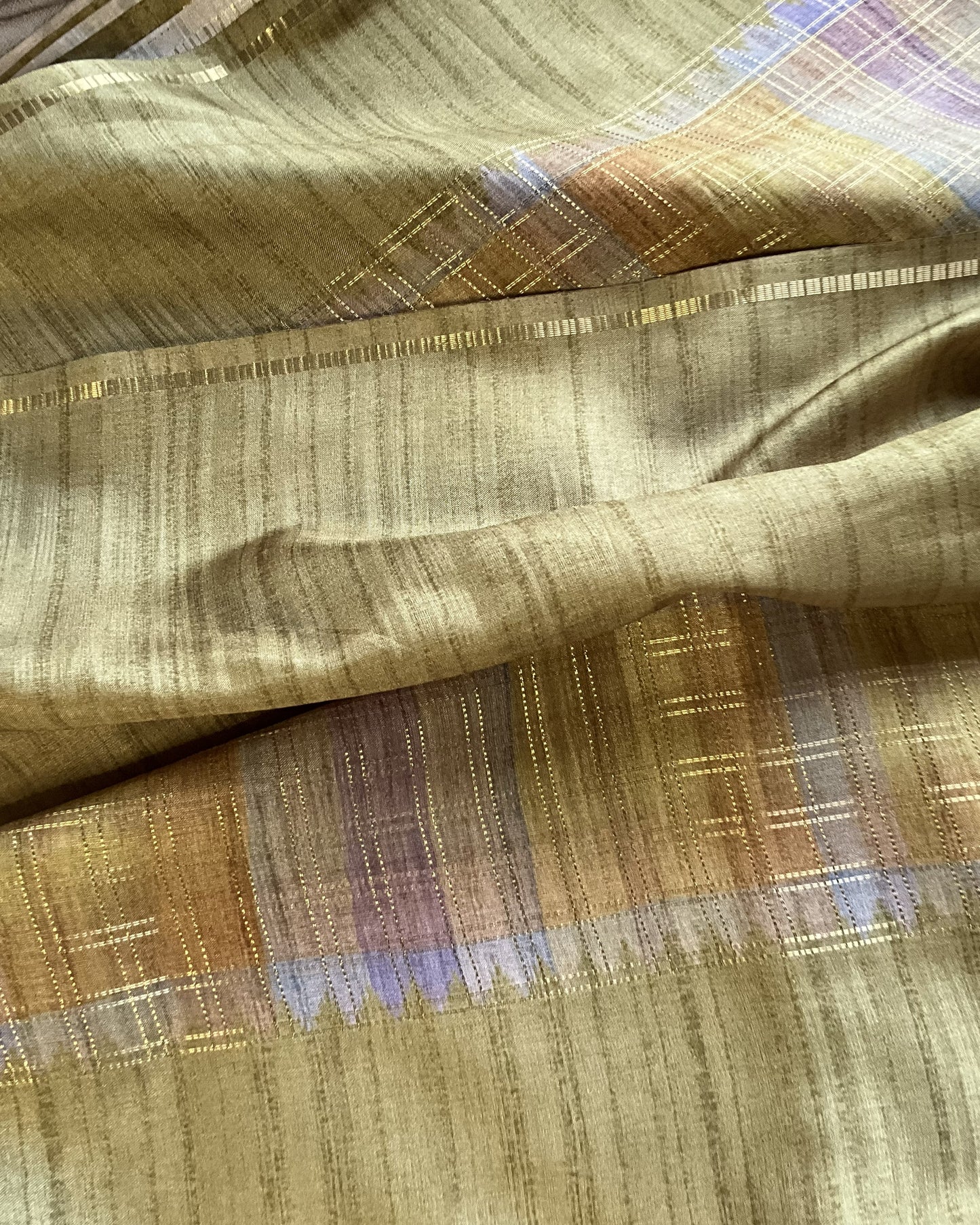 Olive Gold Semi Tussar ST001