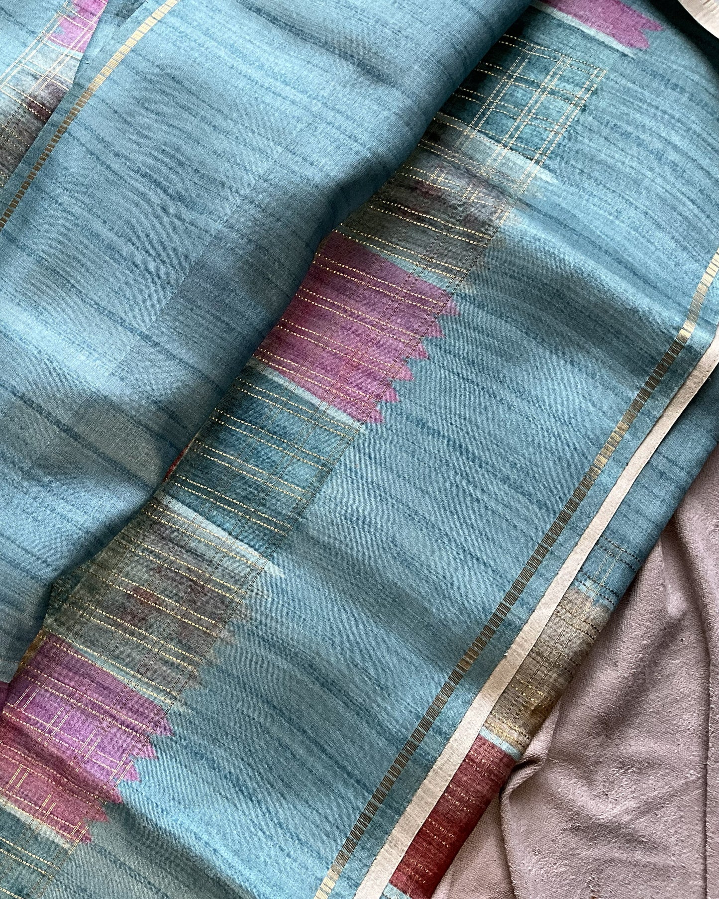 Teal Blue Semi Tussar ST001