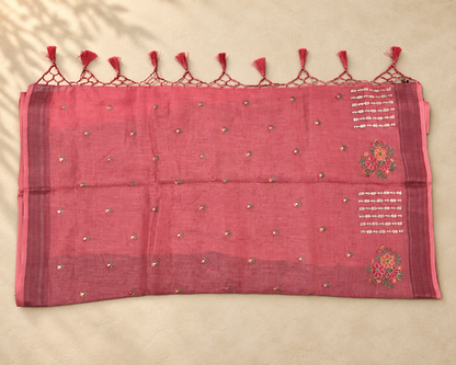 Rose Pink Embroidered Saree