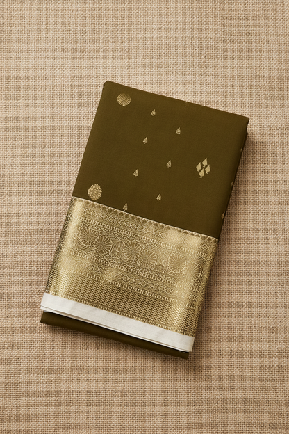 Olive Green Semi Kanjivaram SK001
