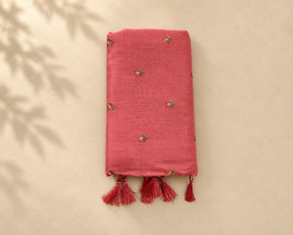Rose Pink Embroidered Saree